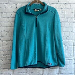 L.L. Bean,‎ turquoise fleece pullover sweatshirt women’s size medium